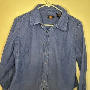 Vintage Blue corduroy button up top